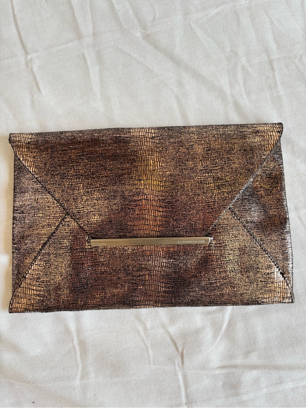 BCBGMaxAzria Bronze Textured Envelope Clutch